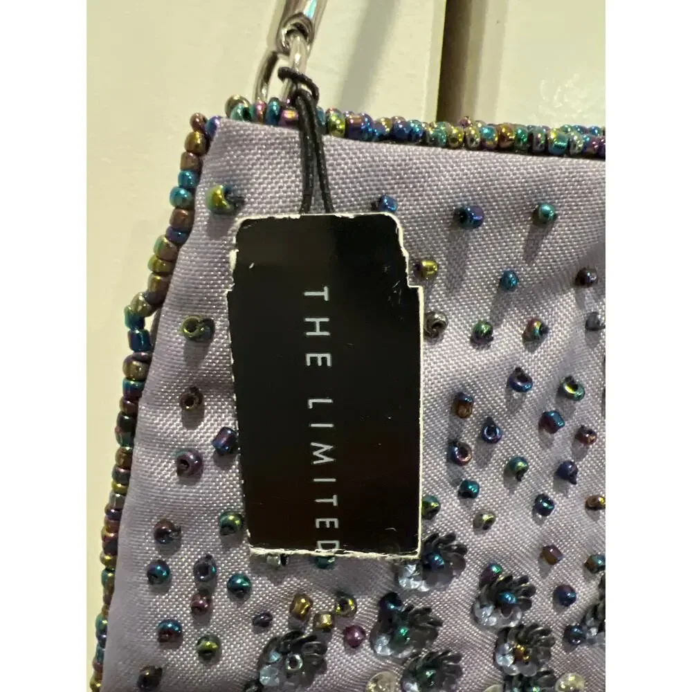 NWT The Limited Women’s Embellished Beaded Ombre Evening Bag Gray Party‎